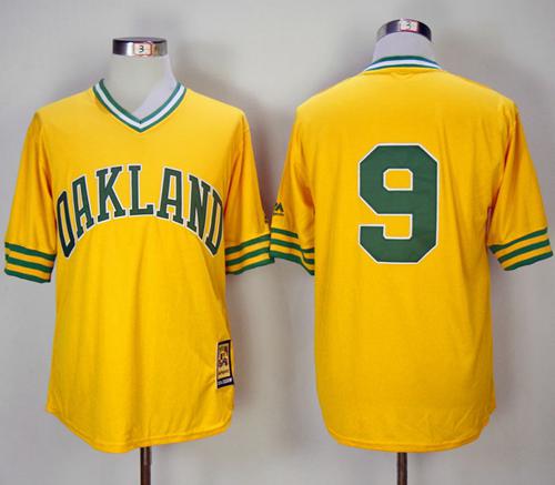 Mitchell And Ness 1981 Athletics #9 Reggie Jackson Yellow Throwback Stitched MLB Jersey